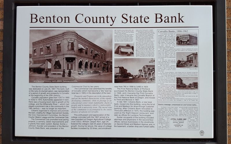 Benton County State Bank Marker image. Click for full size.