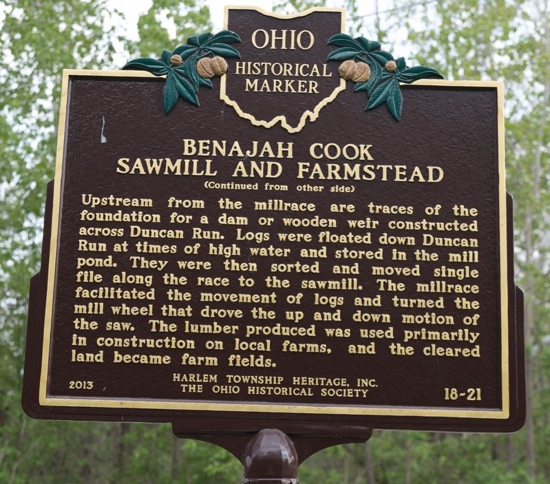 Benajah Cook Sawmill and Farmstead Marker, Side 2. Click for full size. Benajah Cook Sawmill and Farmstead Marker, Side 2 image. Click for full size.