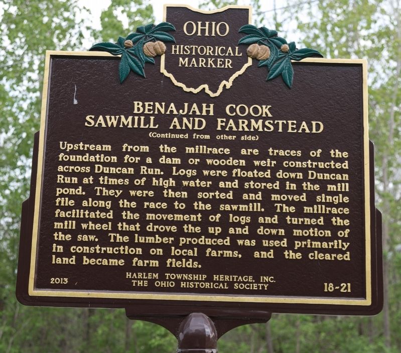 Benajah Cook Sawmill and Farmstead Marker, Side 2 image. Click for full size.