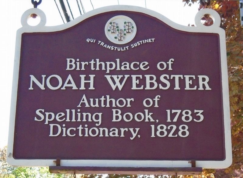 Noah Webster Birthplace Sign image. Click for full size.