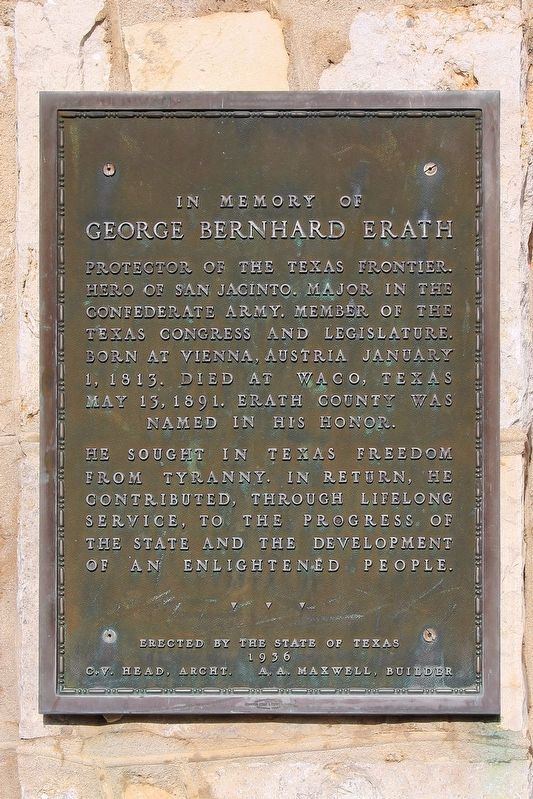 George Bernhard Erath Marker. Click for full size. George Bernhard Erath Marker image. Click for full size.