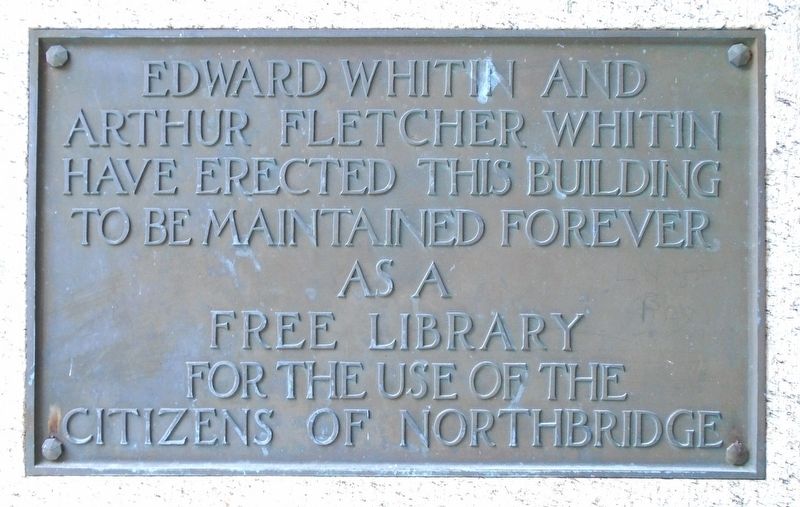 Whitinsville Social Library Marker image. Click for full size.