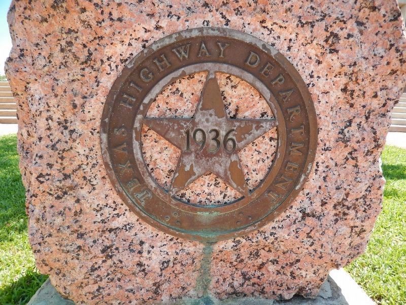 Texas Highway Department 1936 Centennial Star (<i>on front of granite marker pedestal</i>). Click for full size. Texas Highway Department 1936 Centennial Star (<i>on front of granite marker pedestal</i>) image. Click for full size.