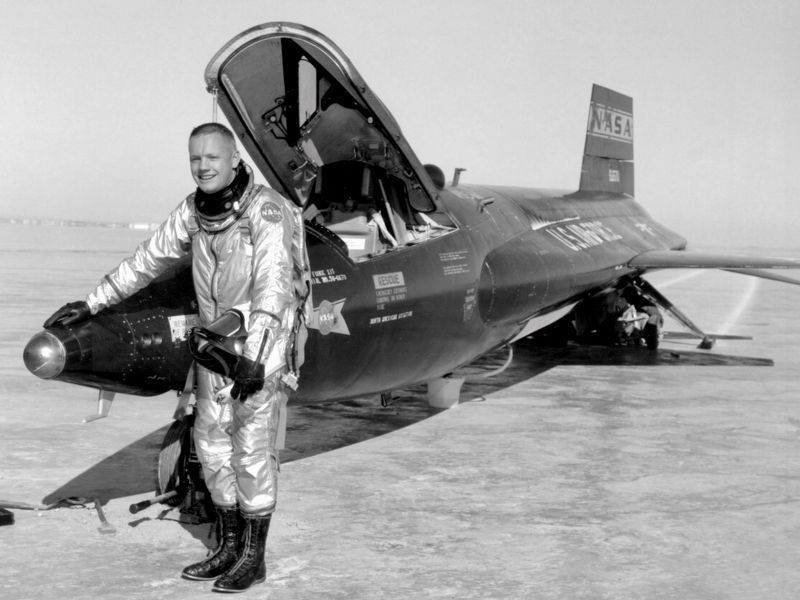 Neil Armstrong after landing the X-15 image. Click for full size.