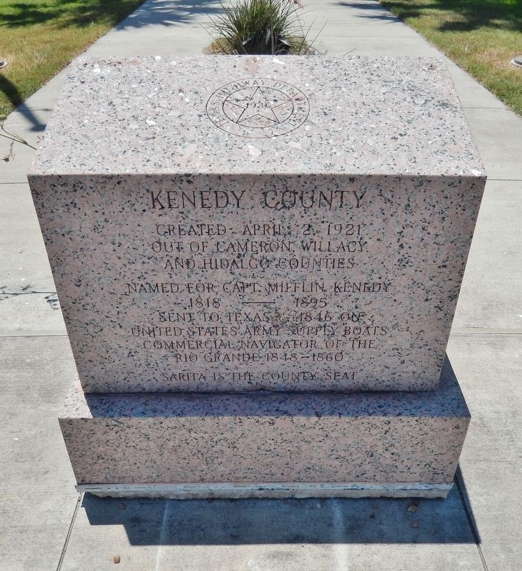 Kenedy County Marker (<i>tall view</i>). Click for full size. Kenedy County Marker (<i>tall view</i>) image. Click for full size.