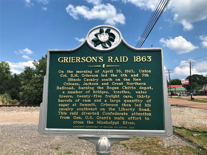 Grierson's Raid 1863 Marker image. Click for full size.