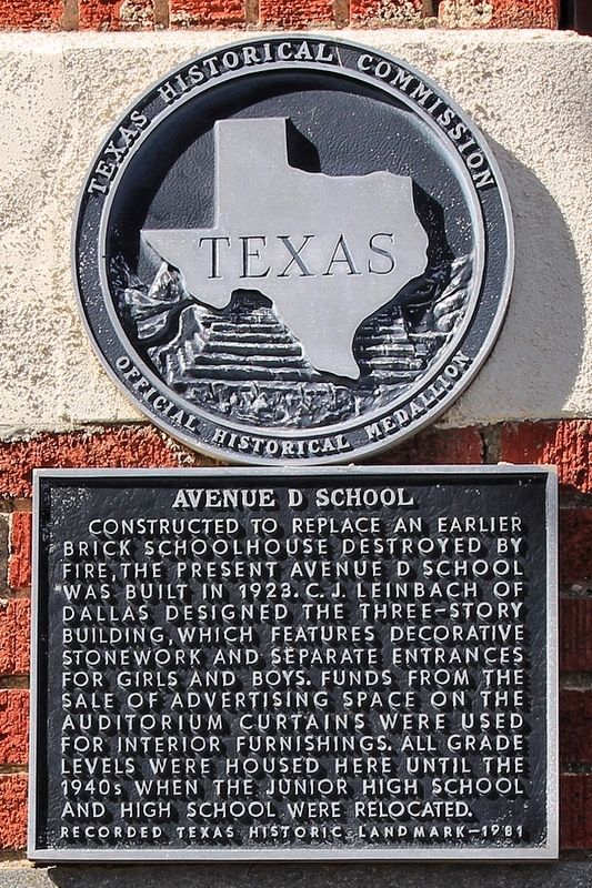 Avenue D School Marker image. Click for full size.