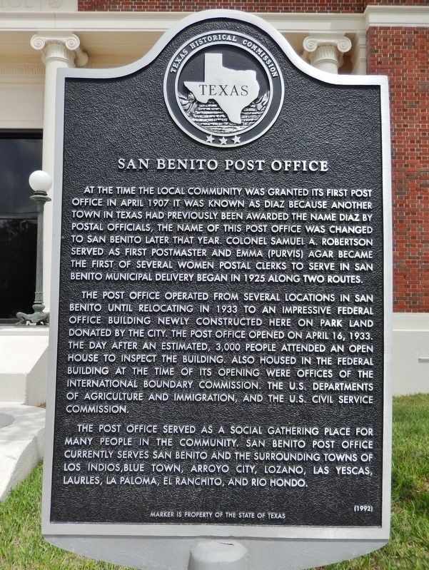 San Benito Post Office Marker image. Click for full size.