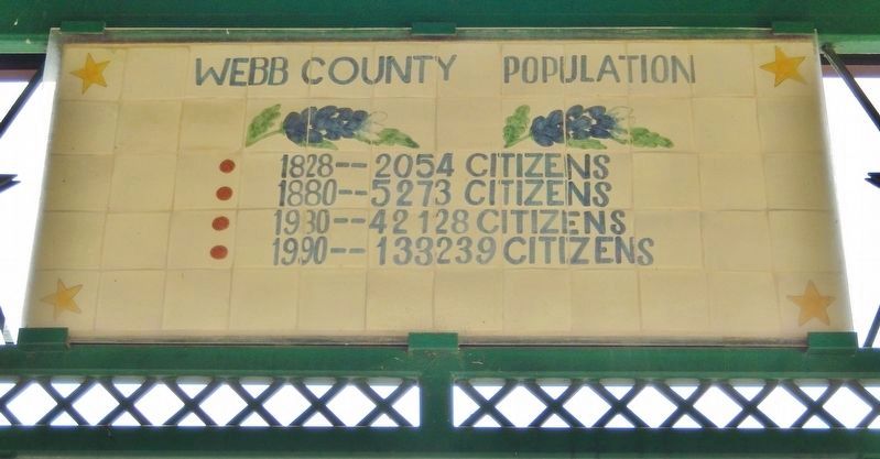 Webb County Population Tile Mural (<i>located in courthouse gazebo near marker</i>) image. Click for full size.