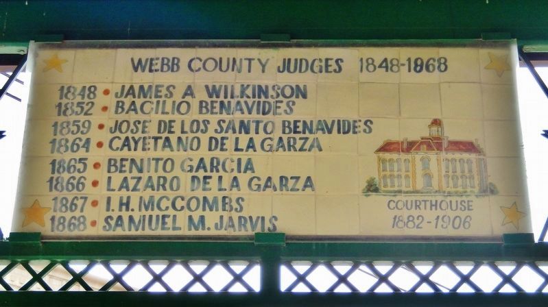 Webb County Judges 1848-1968 Tile Mural (<i>located in courthouse gazebo near marker</i>) image. Click for full size.