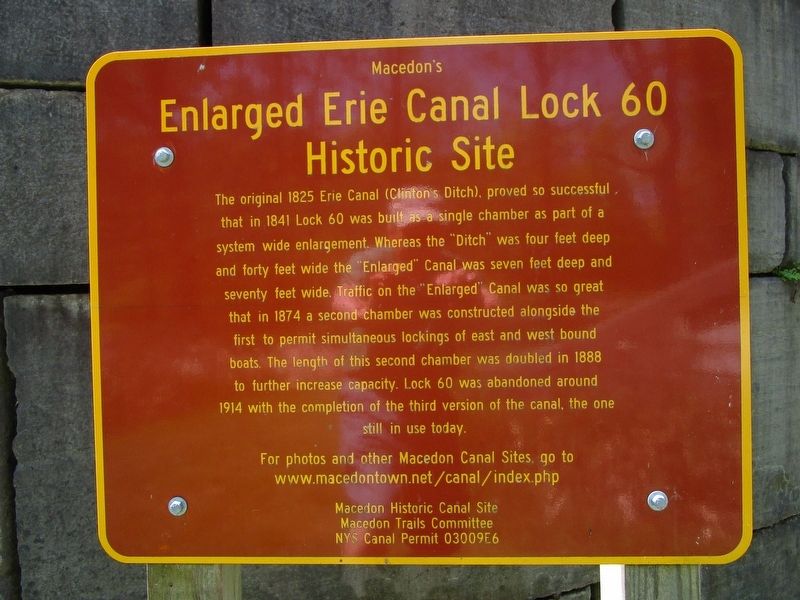 Enlarged Erie Canal Lock 60 Historic Site Marker. Click for full size. Enlarged Erie Canal Lock 60 Historic Site Marker image. Click for full size.