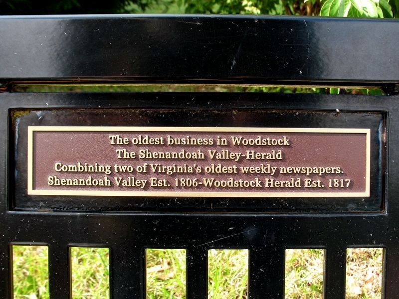 The oldest business in Woodstock Marker image. Click for full size.