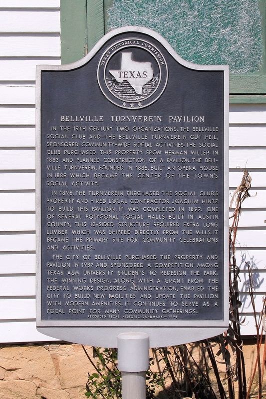 Bellville Turnverein Pavilion Marker. Click for full size. Bellville Turnverein Pavilion Marker image. Click for full size.