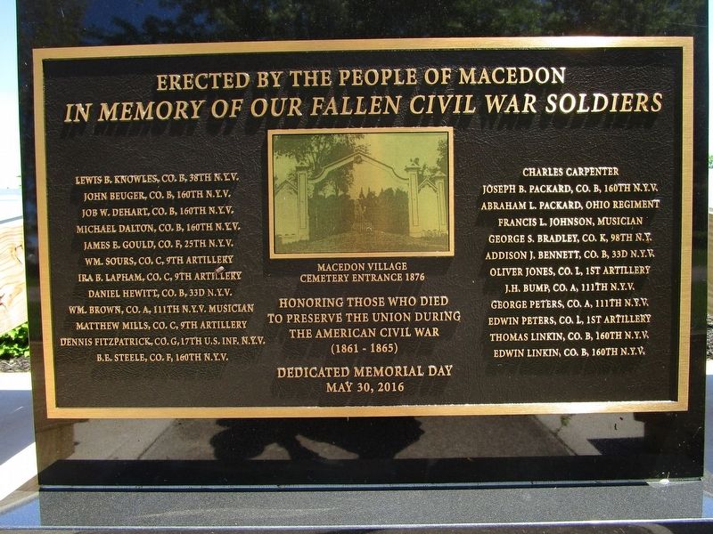 Macedon Fallen Civil War Soldiers Memorial. Click for full size. Macedon Fallen Civil War Soldiers Memorial image. Click for full size.