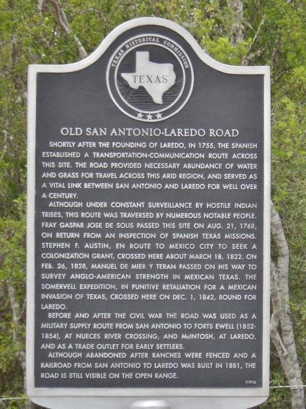 Old San Antonio-Laredo Road Marker image. Click for full size.
