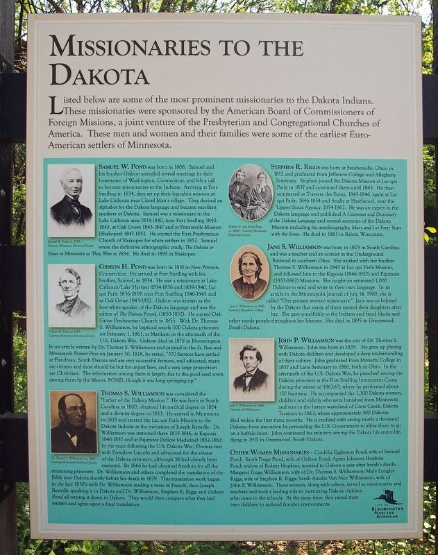 Missionaries to the Dakota marker image. Click for full size.