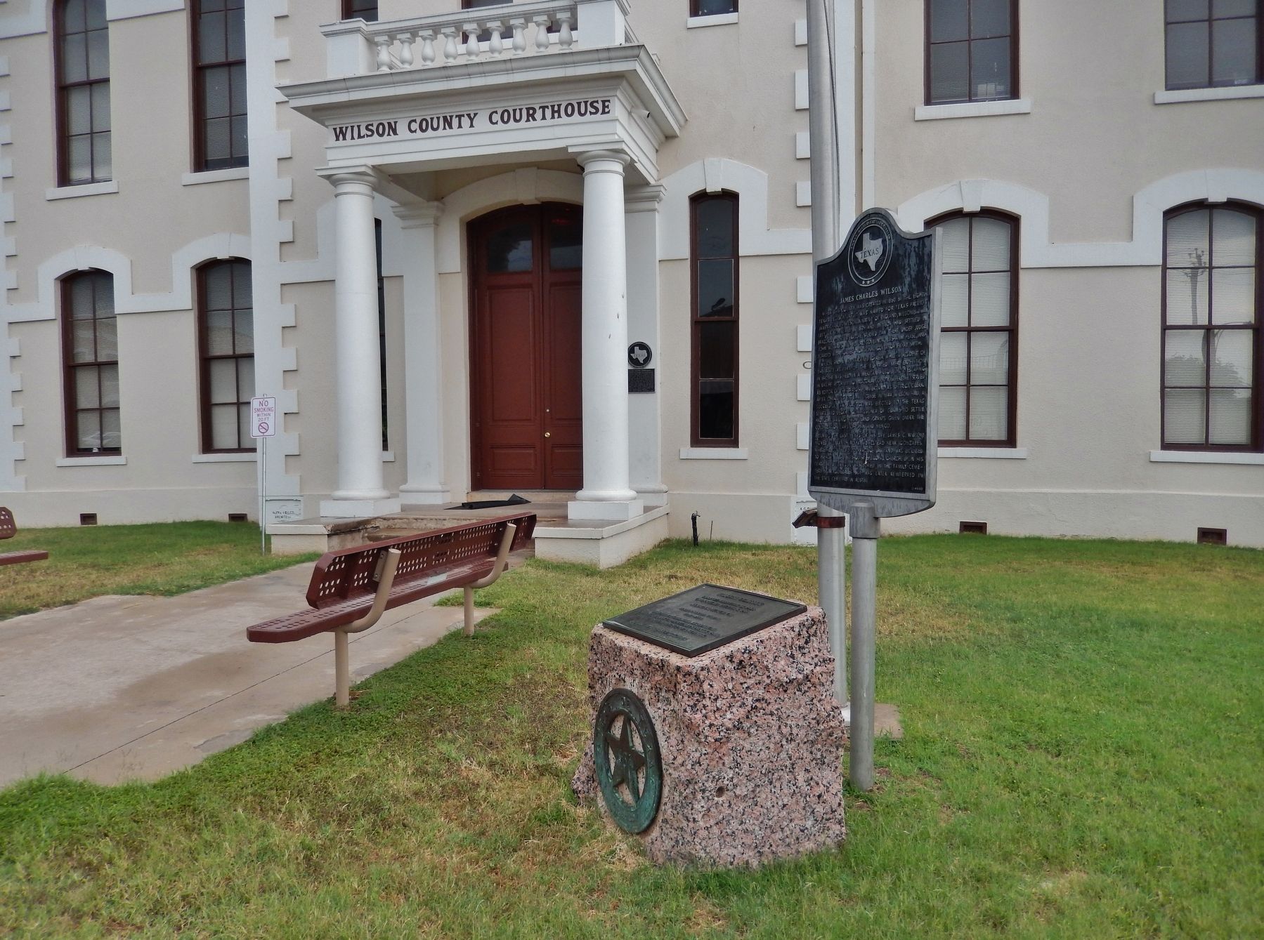 James Wilson Marker (<i>wide view; related marker beside; Wilson County Courthouse behind</i>) image. Click for full size.