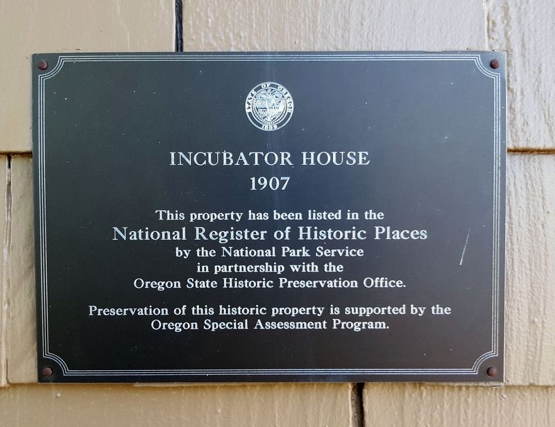 The Incubator House NRHP plaque image. Click for full size.