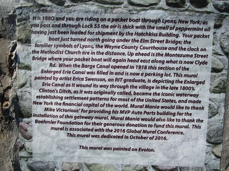 Marker for Mural of Erie Canal @ Lyons image. Click for full size.