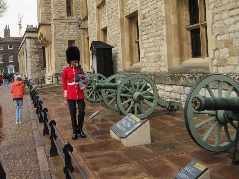 A Coldstream Guard at the Waterloo Barracks and the Waterloo Battery image. Click for full size.