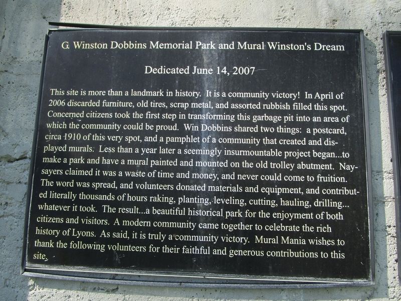 G. Winston Dobbins Memorial Park & Mural Marker image. Click for full size.