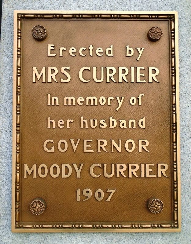 Governor Moody Currier Gateway Entrance Dedication Marker. Click for full size. Governor Moody Currier Gateway Entrance Dedication Marker image. Click for full size.