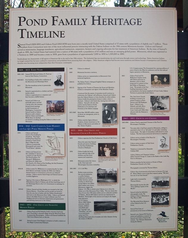 Pond Family Heritage Timeline marker image. Click for full size.