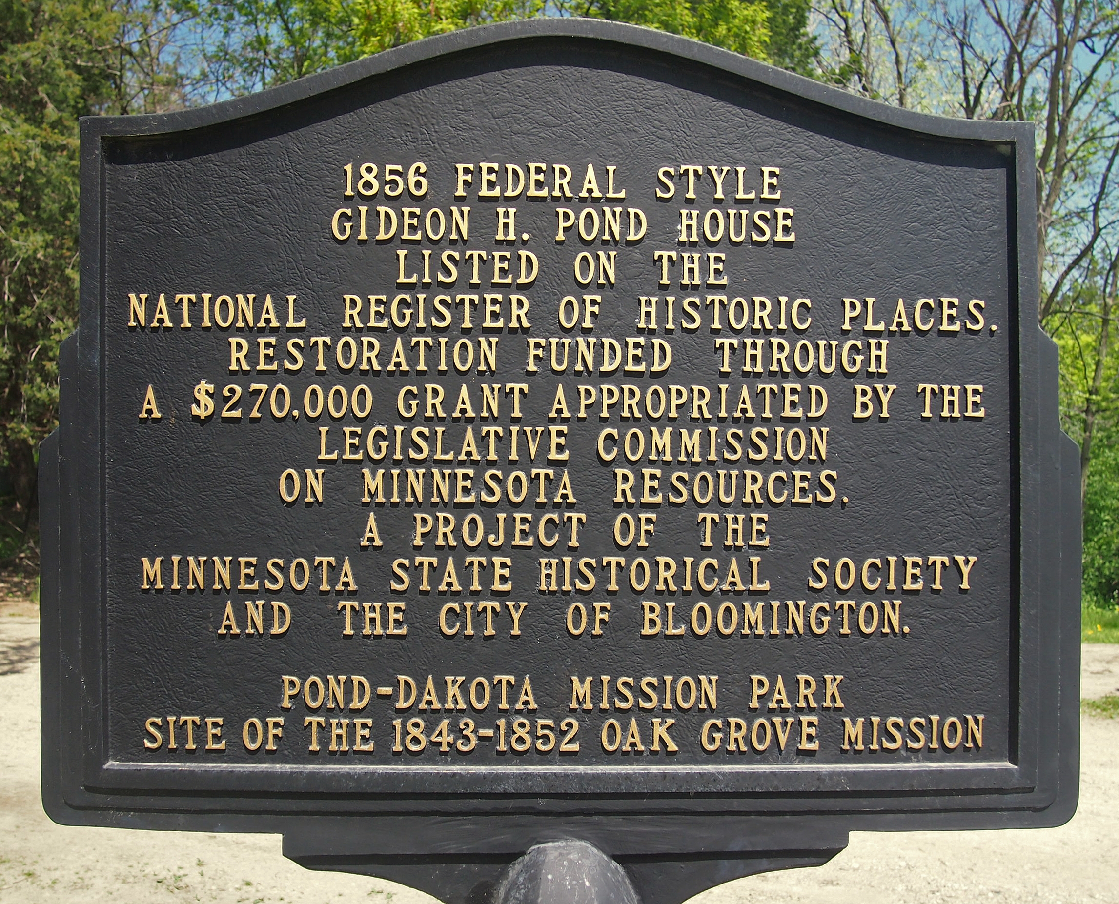 1856 Federal Style Gideon H. Pond House marker