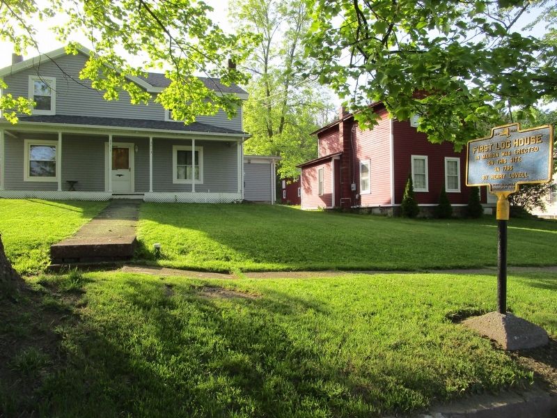 First Log House Marker & Site image. Click for full size.