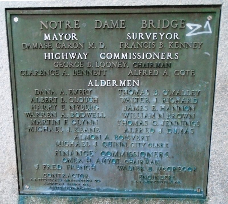 Notre Dame Bridge Officials Marker image. Click for full size.