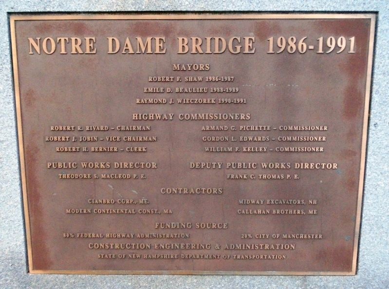 Notre Dame Bridge Officials Marker image. Click for full size.