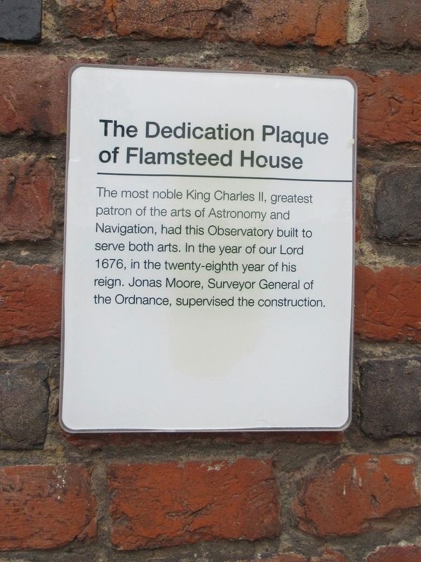 Dedication Plaque of Flamsteed House Marker. Click for full size. Dedication Plaque of Flamsteed House Marker image. Click for full size.