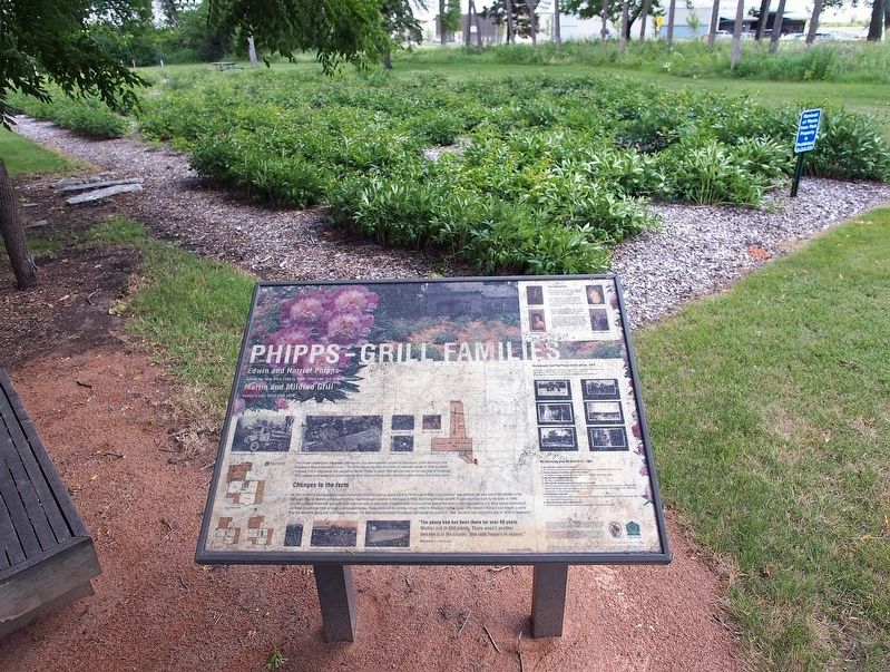 Phipps–Grill Families marker overlooking the garden image. Click for full size.
