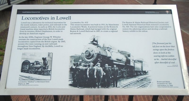 Locomotives in Lowell Marker image. Click for full size.
