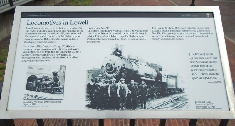 Locomotives in Lowell Marker. Click for full size. Locomotives in Lowell Marker image. Click for full size.