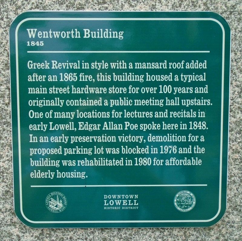 Wentworth Building Marker image. Click for full size.