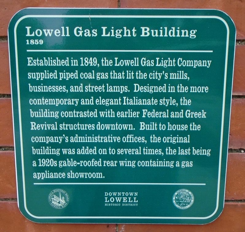 Lowell Gas Light Building Marker image. Click for full size.