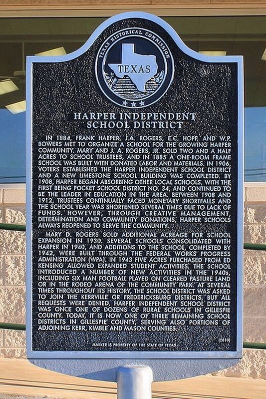 Harper Independent School District Marker image. Click for full size.