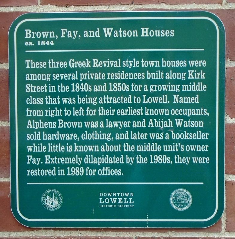 Brown, Fay, and Watson Houses Marker image. Click for full size.