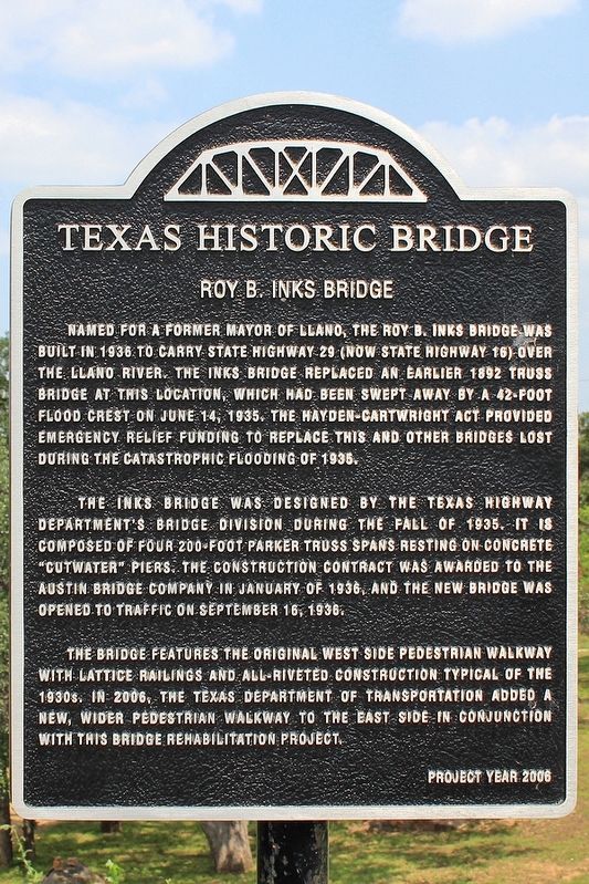 Roy B. Inks Bridge Marker. Click for full size. Roy B. Inks Bridge Marker image. Click for full size.