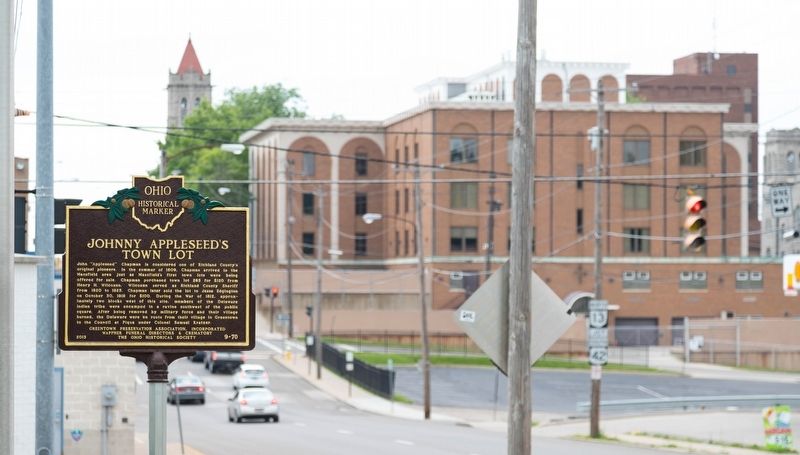 Johnny Appleseed’s Town Lot Marker. Click for full size. Johnny Appleseed’s Town Lot Marker image. Click for full size.
