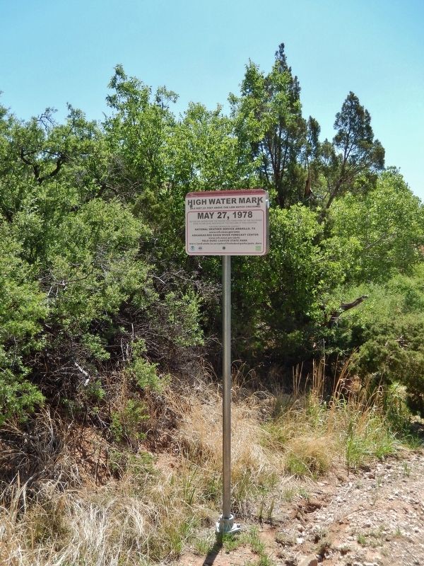 Palo Duro Canyon Flood of May 27, 1978 Marker (<i>tall view</i>). Click for full size. Palo Duro Canyon Flood of May 27, 1978 Marker (<i>tall view</i>) image. Click for full size.