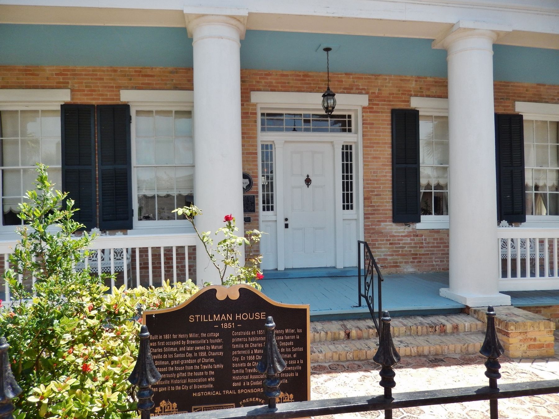 Stillman House Marker (<i>wide view; Stillman House patio & entrance in background</i>) image. Click for full size.