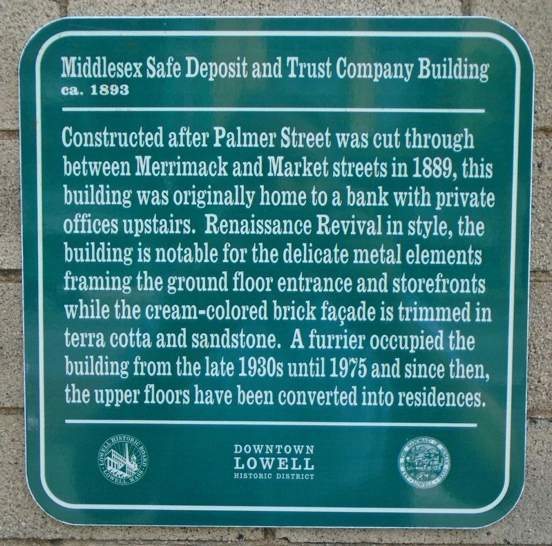 Middlesex Safe Deposit and Trust Company Building Marker image. Click for full size.