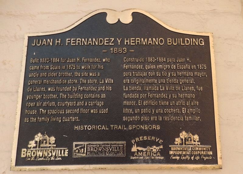 Juan H. Fernandez y Hermano Building Marker image. Click for full size.