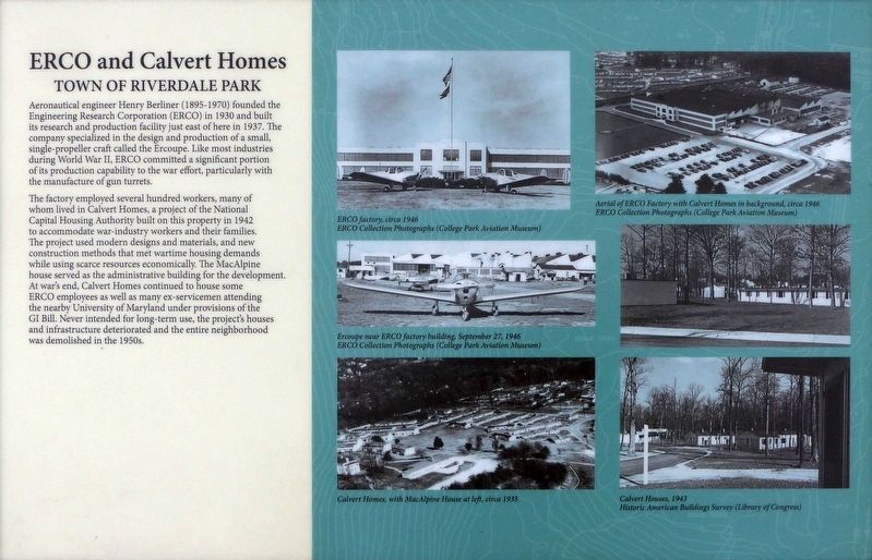 ERCO and Calvert Homes Marker image. Click for full size.