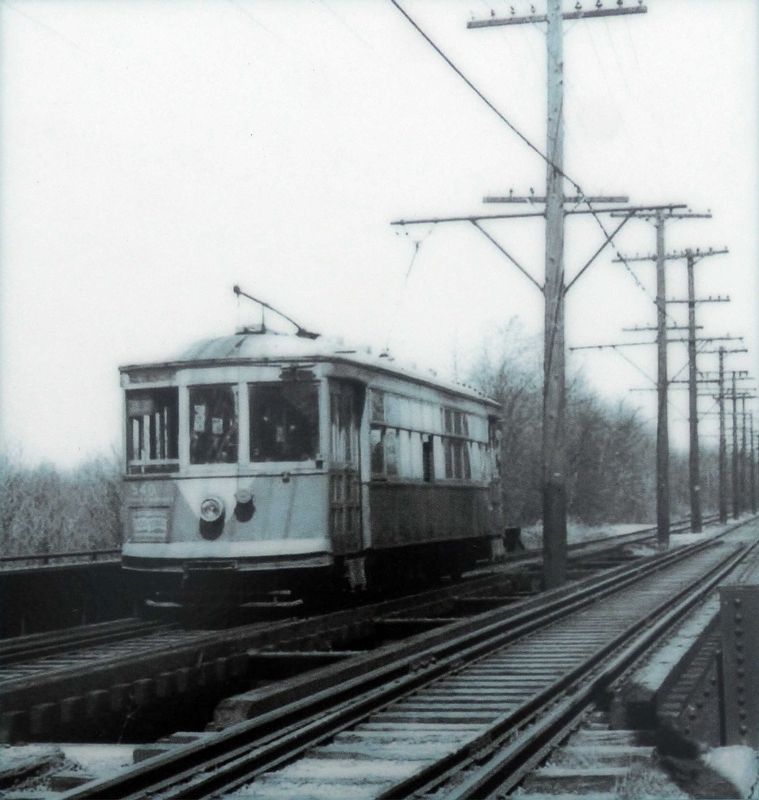 Trolley No. 540 near Paint Branch, 1947 image. Click for full size.
