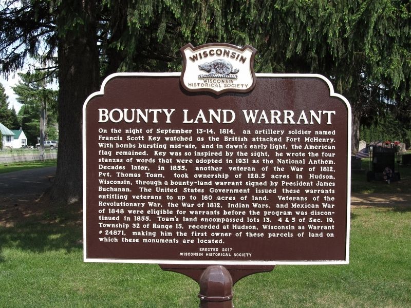 Bounty Land Warrant Marker image. Click for full size.