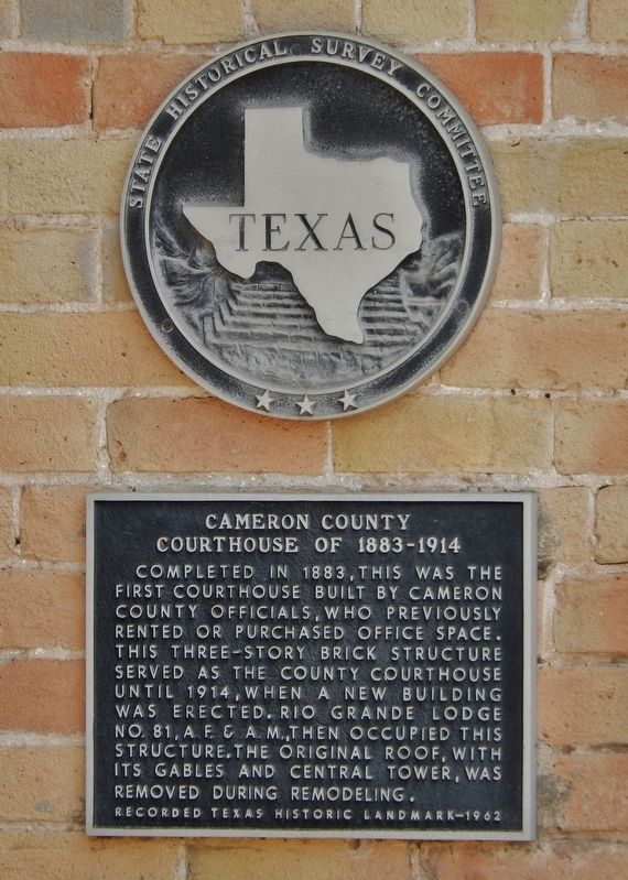 Cameron County Courthouse of 1883-1914 Marker (<i>tall view</i>) image. Click for full size.