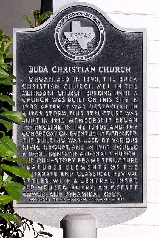 Buda Christian Church Marker image. Click for full size.